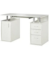 Homcom 47" Home Office Computer Desk w/ Storage Shelves, Keyboard Tray,