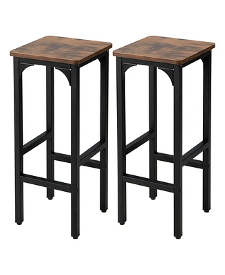 2 Pieces 28 Inch Dining Bar Chair Set with Footrest and Adjustable Pads