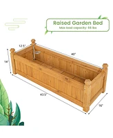 Wooden Rectangular Garden Bed with Drainage System