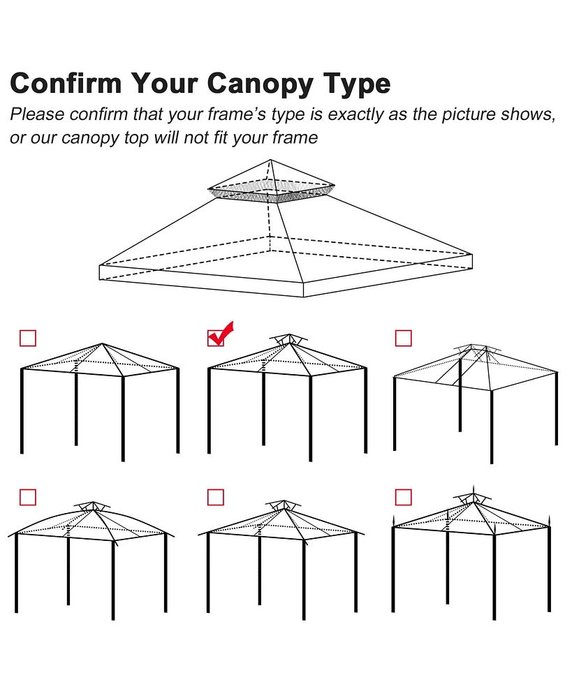 Yescom 10x10Ft UV30+ Gazebo Replacement Top for 2 Tier Outdoor Canopy Cover Patio Backyard Party Deck Coffee Liqueur