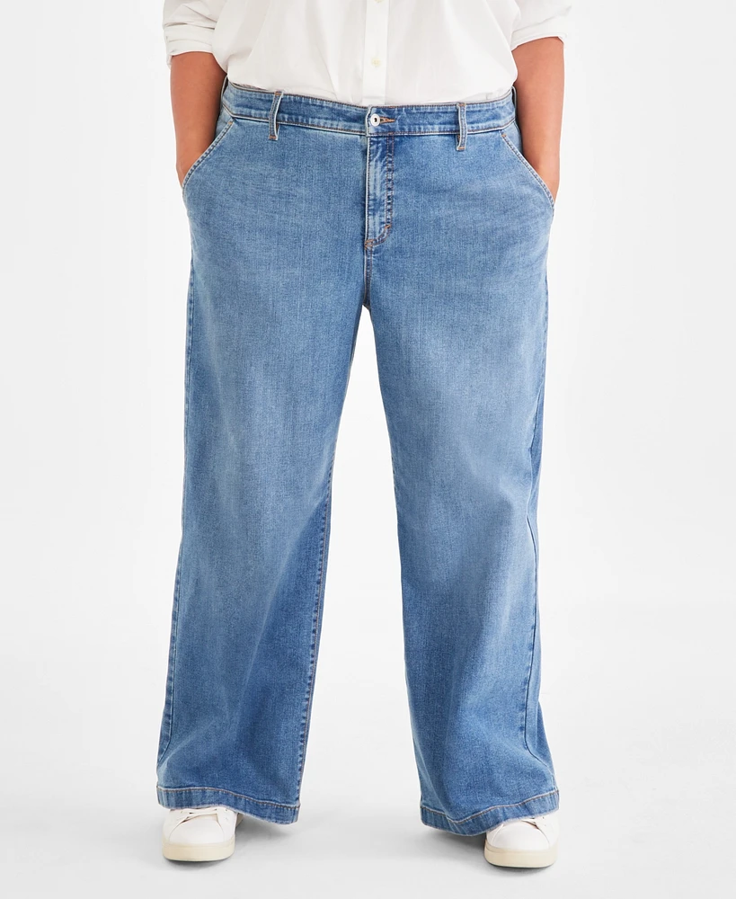 Style & Co Plus Wide-Leg High-Rise Jeans, Exclusively Macy's