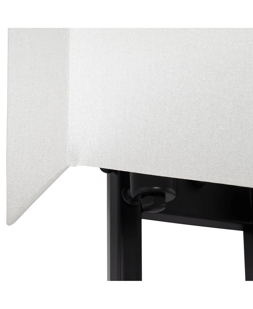 Modena Modern Art Deco Wall Sconce Lighting Black Hardwired 15 1/2" High Fixture Silvery Faux Silk Half Rectangular for Bedroom Bathroom Bedside Livin
