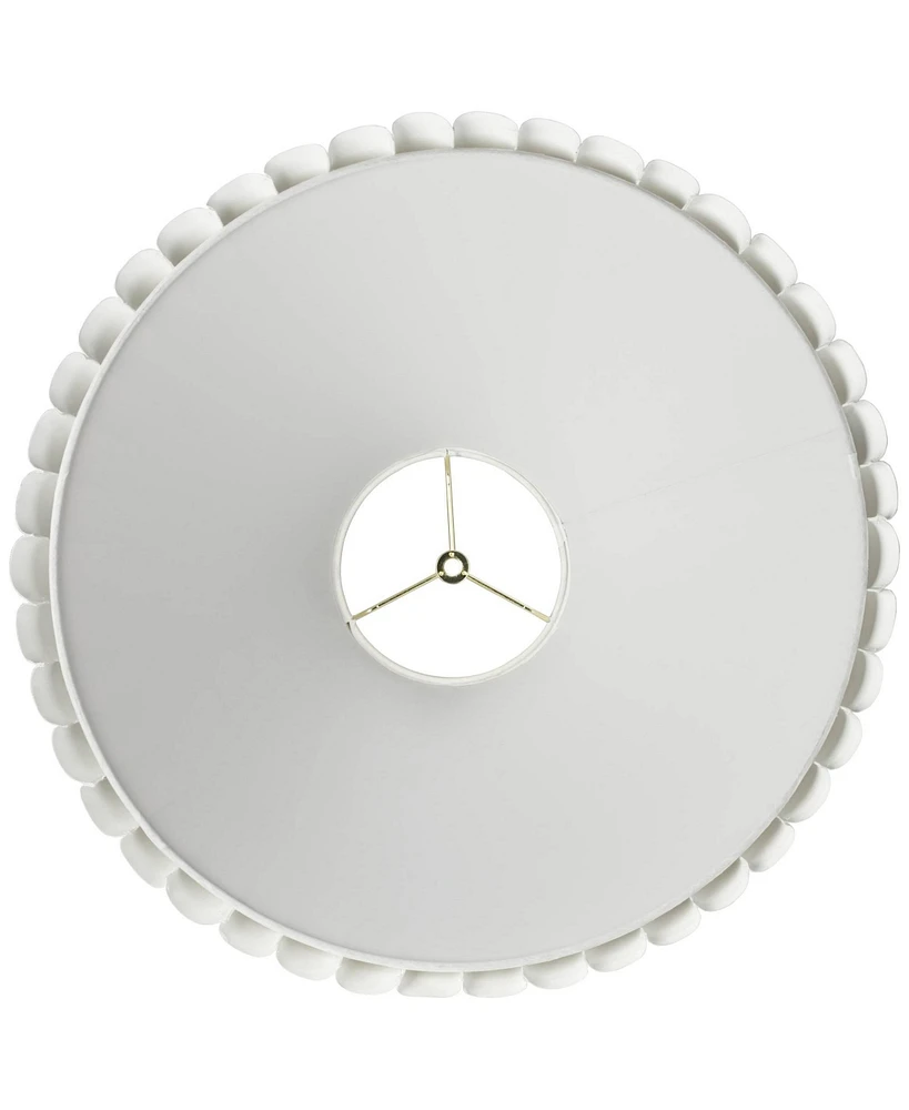 Set of 2 Box Pleat Empire Lamp Shades Antique White Large 6.75" Top x 20.75" Bottom x 10.75" High x 12.5" Slant Spider with Replacement Harp and Finia