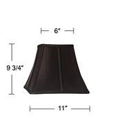 Medium Square Curved Black Lamp Shade 6" Top x 11" Bottom x 9.75" Height (Spider) Replacement with Harp and Finial - Springcrest
