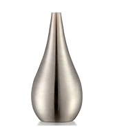 Modern Accent Table Lamp 21" High Brushed Nickel Silver Metal Teardrop White Cylinder Uno Shade Decor for Bedroom Living Room House Home Bedside