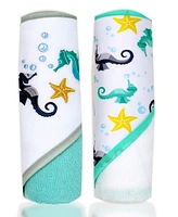 Buba Baby Boys and Girls 2 Pack Embroidered Hooded Bath Towel Wash Cloth Set
