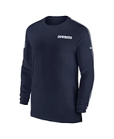 Nike Men's Navy Dallas Cowboys Sideline Coach Uv Performance Long Sleeve T-Shirt