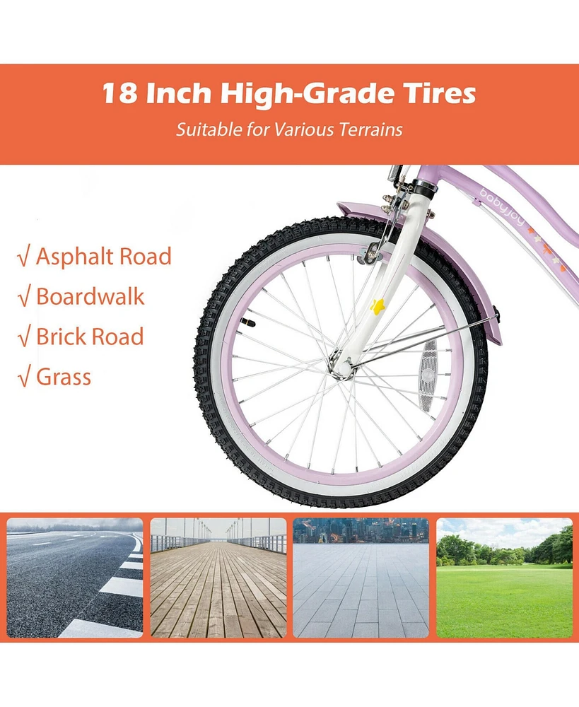 Gymax 18'' Kids Bike Toddlers Freestyle Adjustable Bicycle w/ Training Wheels
