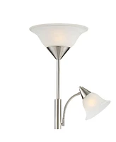 360 Lighting Jordan Modern Tree Torchiere Floor Lamp Standing 3-Light 71 1/2" Tall Brushed Nickel Silver Alabaster Glass Shades Decor for Living Room