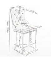 Modern Gray Velvet Bar Stools Set Of 2