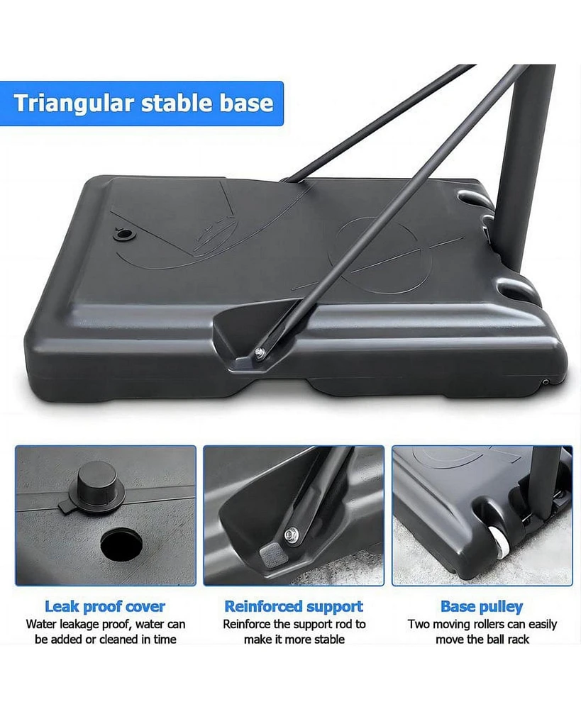 Adjustable Portable Basketball Hoop System with 44 Inch Backboard