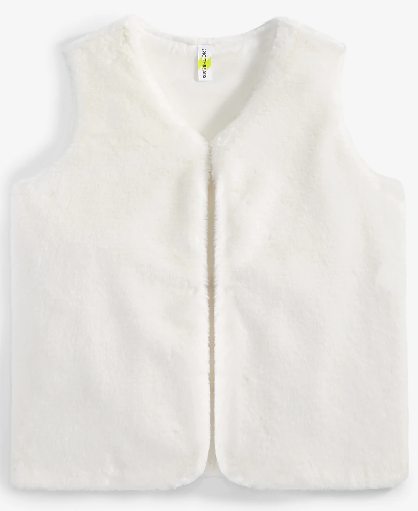 Epic Threads Little & Big Girls Faux-Fur V-Neck Vest, Created for Macy's