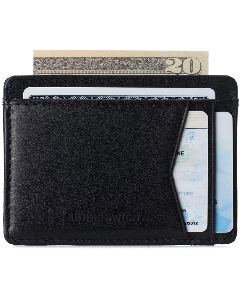 Alpine Swiss Men's Men Rfid Safe Minimalist Front Pocket Wallet Leather Thin Card Case
