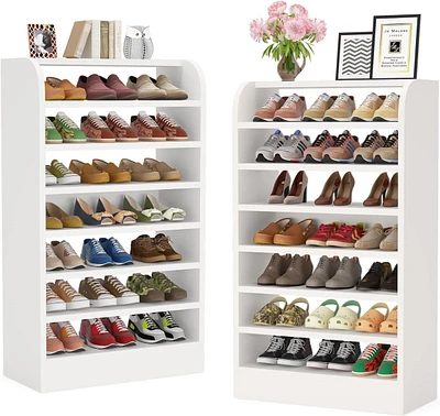 Tribesigns Shoe Rack for Entryway, 8-Tier Tall Shoe Shelf Shoes Storage Organizer, Wooden Shoe Storage Cabinet Shoe Stand for Closet, Hallway, Living