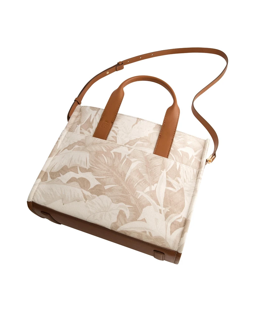 Tommy Bahama Leather Trim Medium Floral Tote