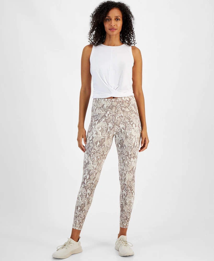 Id Ideology Plus Size Compression Snake-Print 7/8 Leggings, Created for Macy's