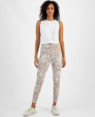 Id Ideology Plus Size Compression Snake-Print 7/8 Leggings, Created for Macy's