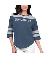Starter Women's Navy Dallas Cowboys Fullback Tri-Blend 3/4-Sleeve T-Shirt