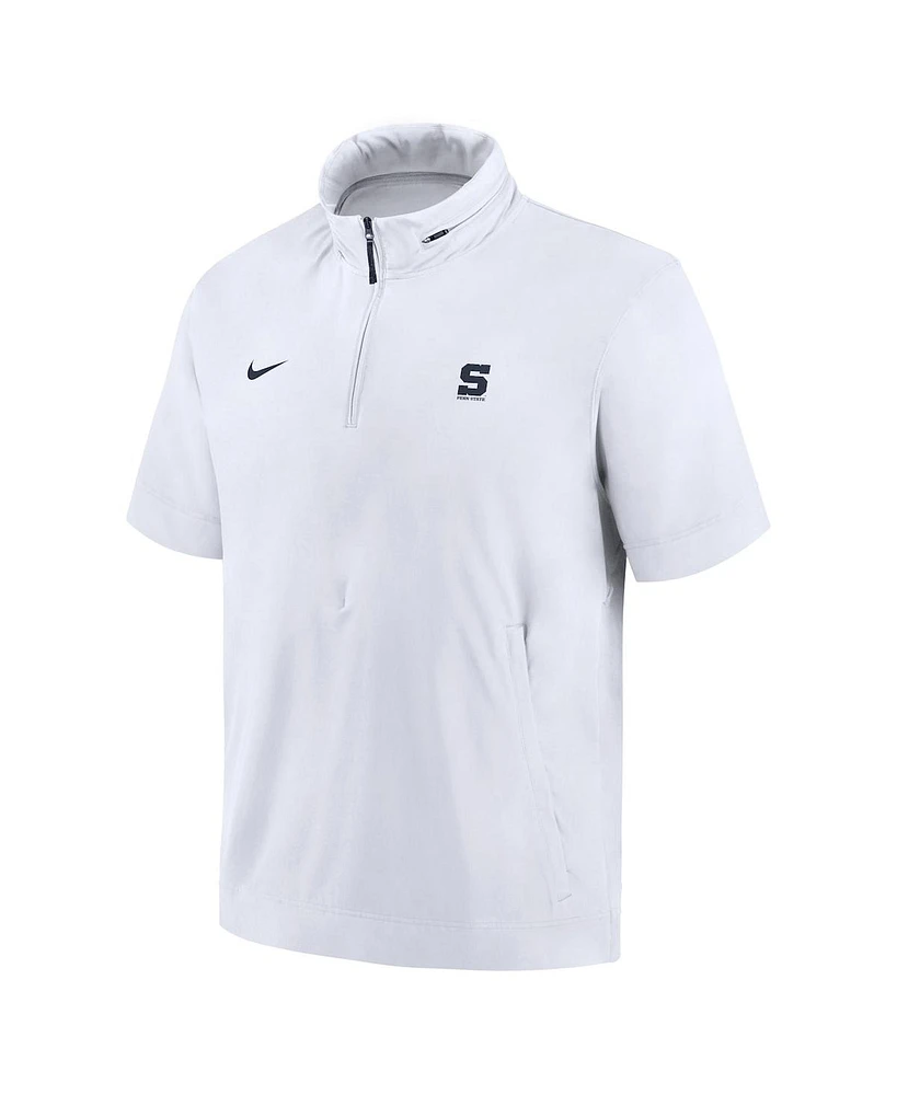 Nike Men's White Penn State Nittany Lions 2024 Sideline Coach Short Sleeve Half-Zip Hoodie Jacket