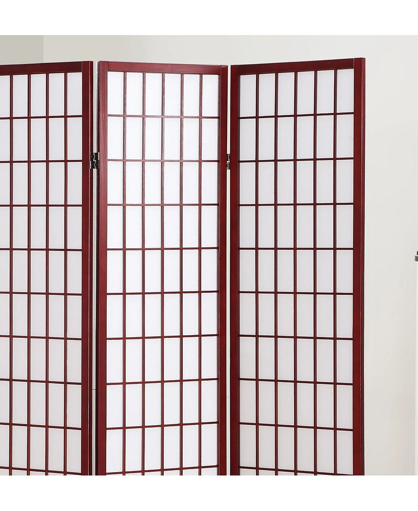 4 Panel Oriental Shoji Screen / Room Divider, Cherry