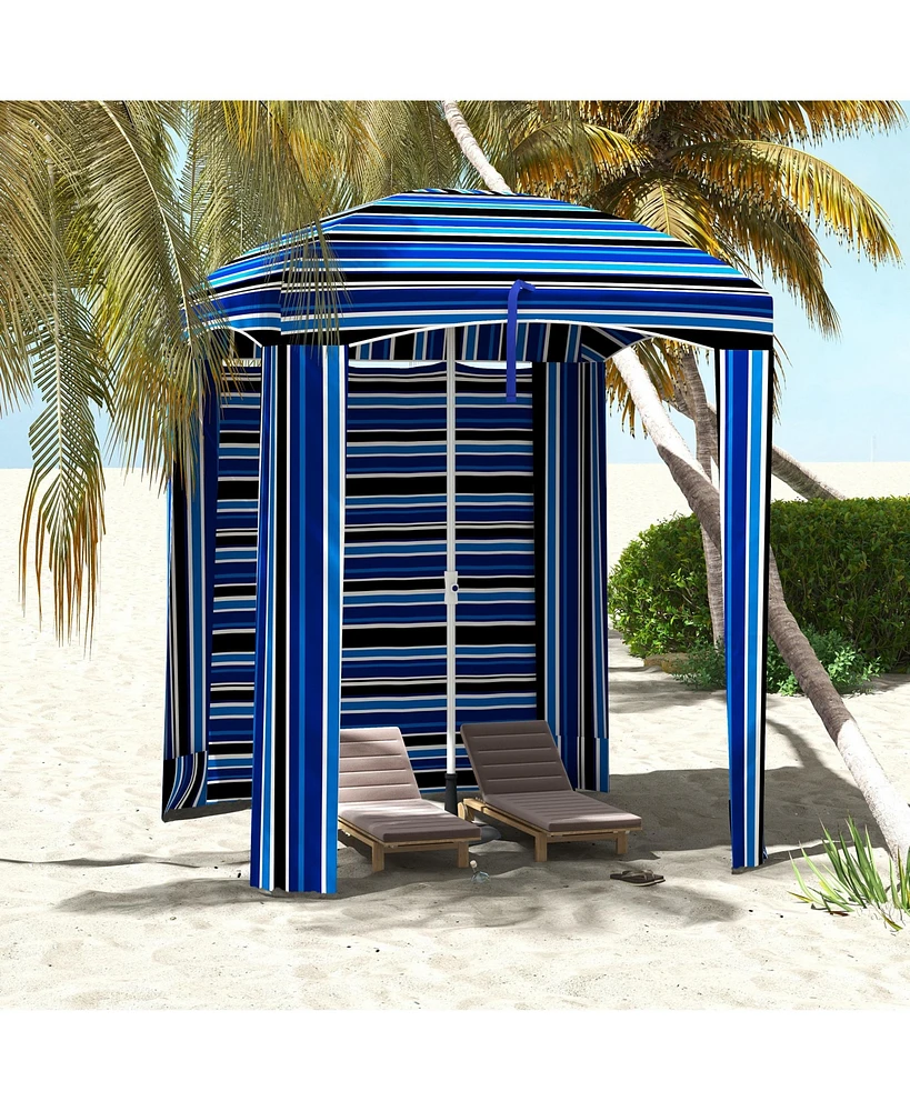 Cabana Coverage Beach Umbrella Canopy, Removable Walls, Portable, Compact