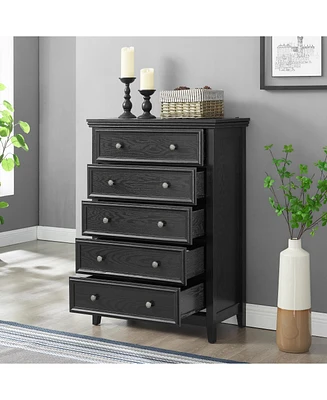 Modern 5-Drawer Storage Dresser with Anti-Tip Safety