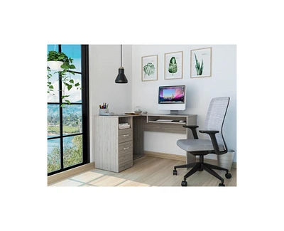Fm Furniture Raleigh L-Shaped Desk, Two Drawers, One Shelf, Cpu Storage