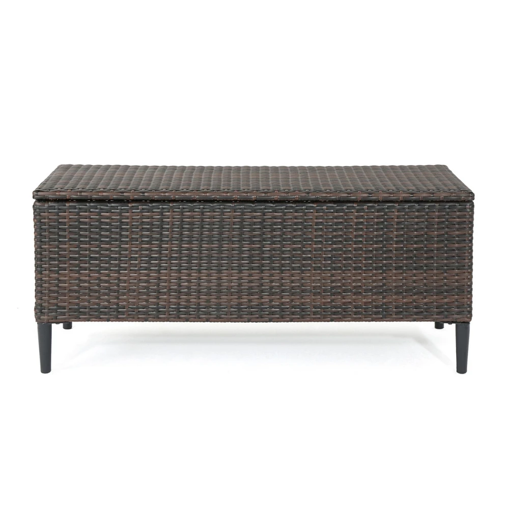 Outdoor Resin Wicker Storage Unit for Patio | Pool Storage