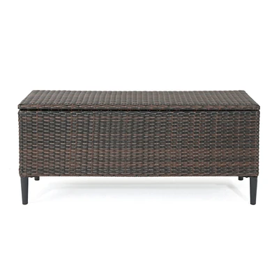 Outdoor Resin Wicker Storage Unit for Patio | Pool Storage