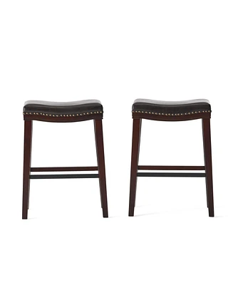 Premium Leather and Rubberwood Bar Stool for Stylish and Durable Dining