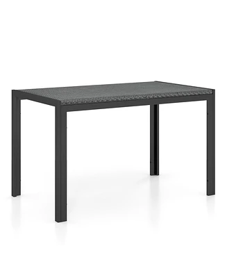 Rectangular Wicker Patio Dining Table for Outdoor Deck or Garden Seating
