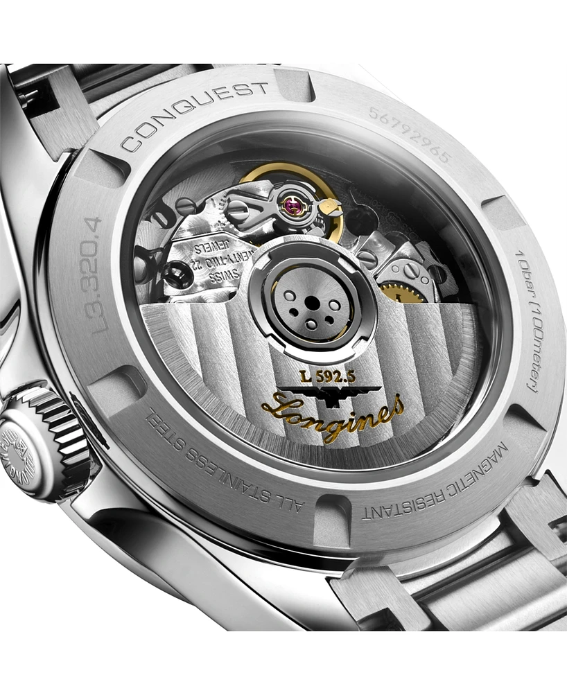 Longines Women's Swiss Automatic Conquest Diamond (1/20 ct. t.w.) Stainless Steel Bracelet Watch 30mm