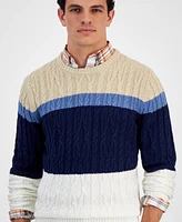 Club Room Men's Colorblocked Cable Sweater, Created for Macy's