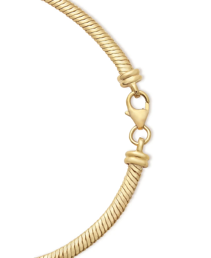 Italian Gold Polished Half Round Snake Link 18" Chain Necklace in 10k Gold