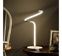 19-Inch Led Matte White Curvilinear S-Curve Spiral Tube Led Table Lamp
