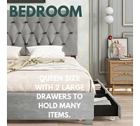 Streamdale Furniture Gray Queen Upholstered Bed with Trundle