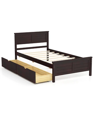 Twin Bed Frame with Storage Drawers