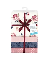 Hudson Baby Infant Girls Cotton Flannel Receiving Blankets, Pink Tulips, One
