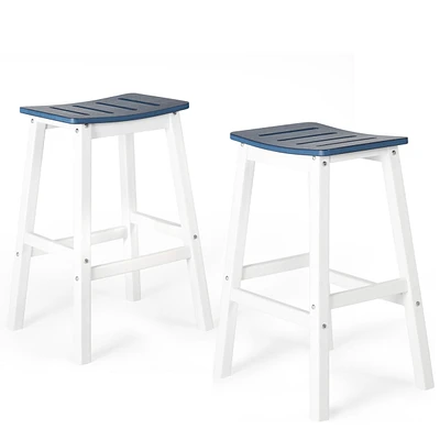 Aoodor Outdoor Bar Stools,Set of 2 Bar Chairs, 28 Inch Hdpe Patio Counter Height Bar Stools with Footrest for Backyard, Garden, Lawn and Patio