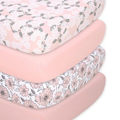 The Peanutshell Cottage Floral Cotton Jersey 4 Pack Fitted Crib Sheets