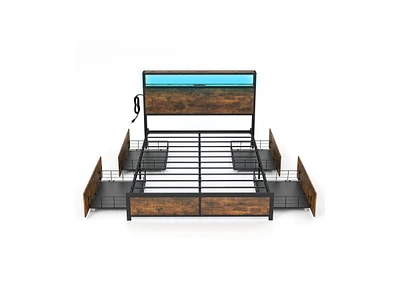 Slickblue Bed Frame with Smart Led Lights and Storage Drawers-Full Size