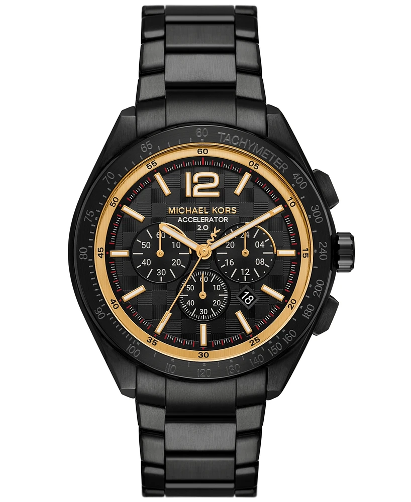 Michael Kors Men's Accelerator 2.0 Chronograph Black Stainless Steel Watch 44mm
