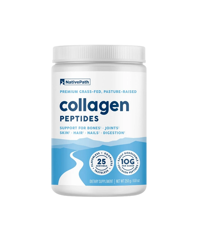NativePath Collagen Peptides Protein - Hydrolyzed Type 1 & 3 Collagen Powder for Skin, Hair, Nails - 8.8 oz (25 Servings)