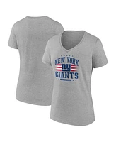 Fanatics Women's Heather Gray New York Giants Americana V-Neck T-Shirt