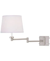 Vero Modern Swing Arm Wall Lamp with Usb Charging Port Brushed Nickel Plug-In Light Fixture White Drum Shade for Bedroom Bedside House Reading Living
