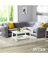 Intex Corner Sofa L-Shaped Inflatable Home Lounge Couch with Cupholders, Gray