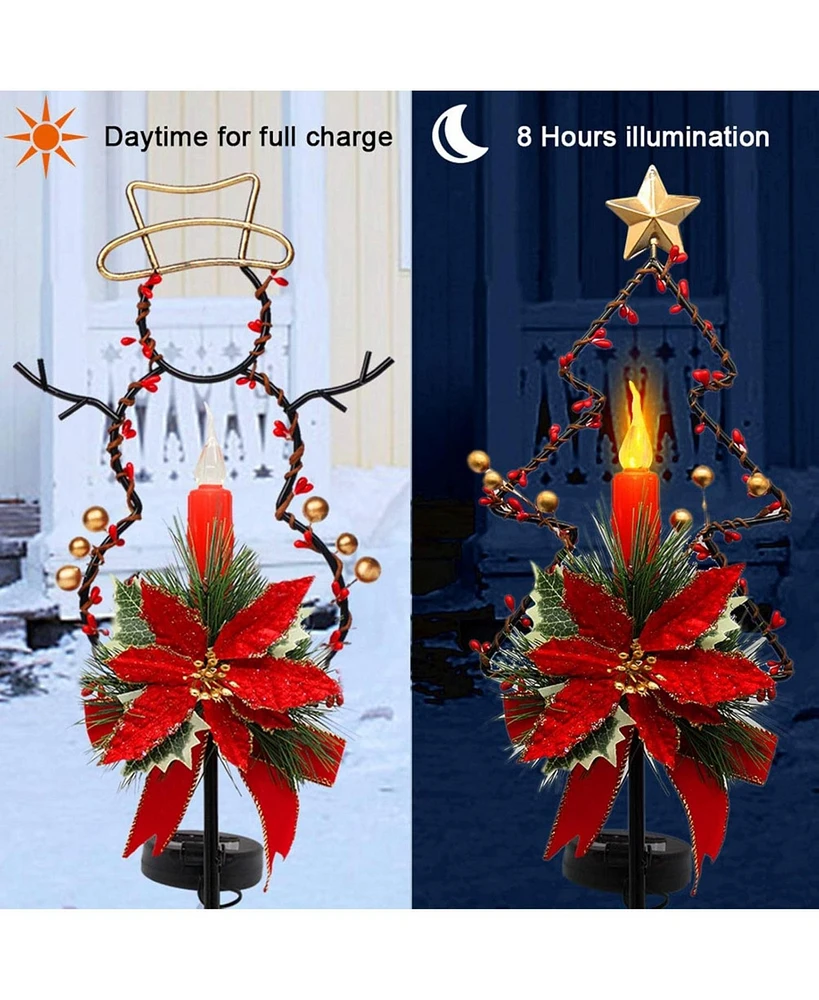 2-Pack Solar Candle Pathway Lights Outdoor Waterproof