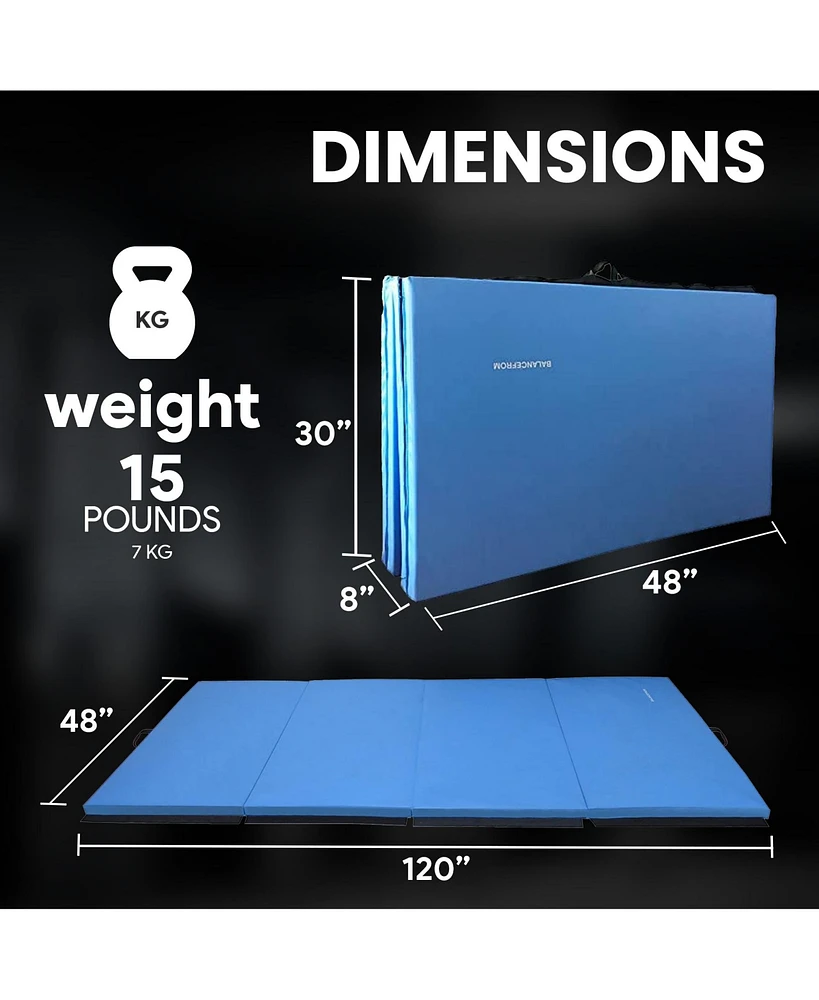 BalanceFrom Fitness 120 x 48" All Purpose Folding Gymnastics Exercise Mat, Blue