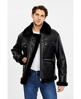 Furniq Uk Men's Genuine Sheepskin Bomber Jacket