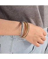 Bling Jewelry Omega Snake Cobra Wide Bangle Twisted Bracelet Set Gold Plated Stainless Steel